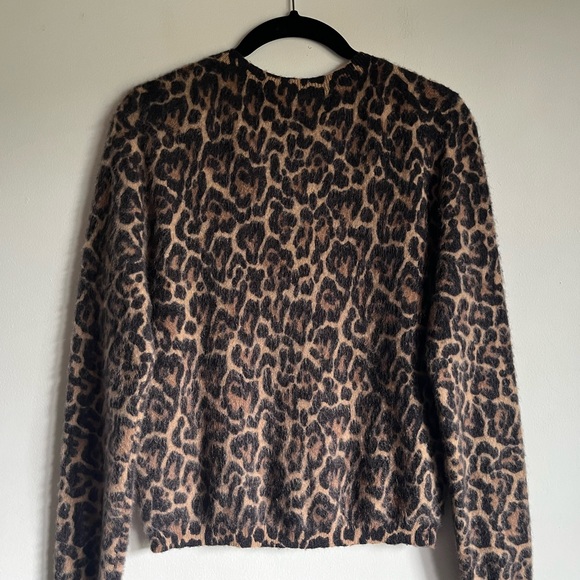 J Crew Brushed Cashmere Crop Fit Crewneck Sweater in Leopard Print XS $158 CE684 - Picture 8 of 16